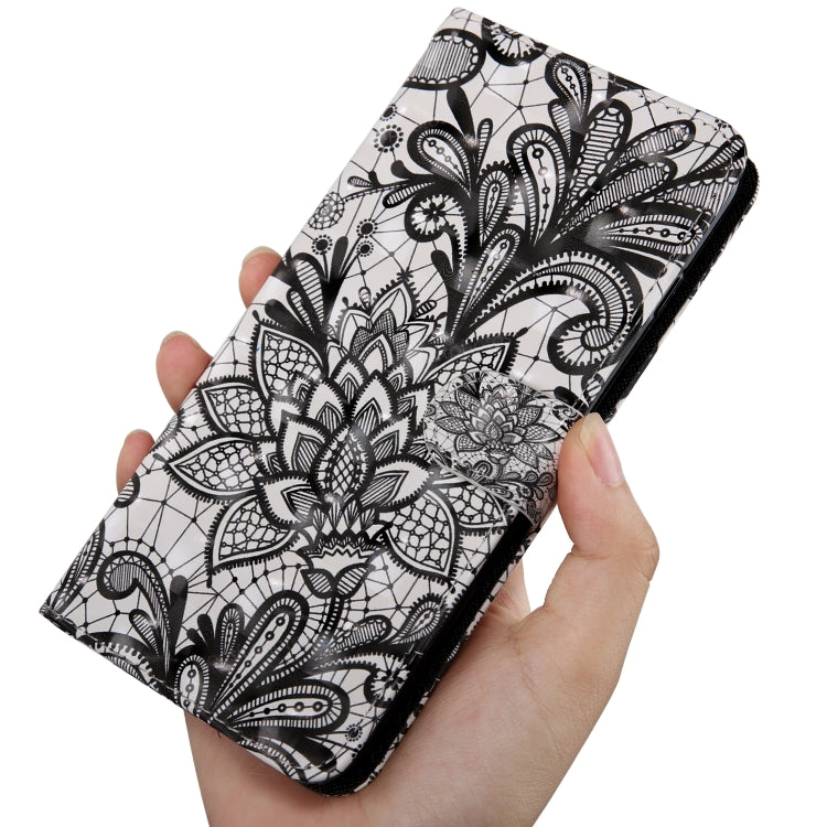 3D Painting Pattern Coloured Drawing Horizontal Flip TPU + PU Leather Case with Holder & Card Slots & Wallet, For:For Galaxy A40(Black Lace) - Galaxy Phone Cases by buy2fix | Online Shopping UK | buy2fix