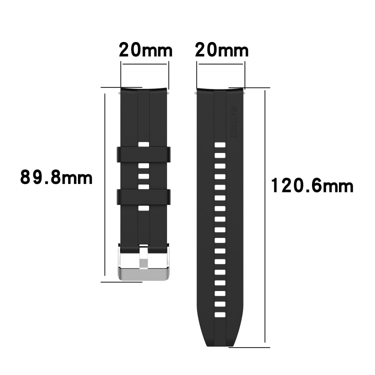 For Huawei Watch GT 2 42mm Silicone  Watch Band with Black Buckle(Black) - Smart Wear by buy2fix | Online Shopping UK | buy2fix