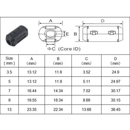 40 PCS / Pack 3.5mm/5mm/7mm/9mm/13mm Anti-interference Degaussing Ring Ferrite Ring Cable Clip Core Noise Suppressor Filter - In Car by buy2fix | Online Shopping UK | buy2fix