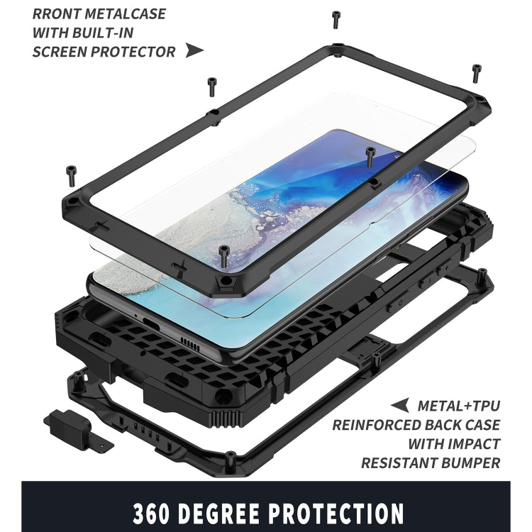 For Samsung Galaxy S21 Ultra 5G R-JUST Shockproof Waterproof Dust-proof Metal + Silicone Protective Case with Holder(Black) - Galaxy S21 Ultra 5G Cases by R-JUST | Online Shopping UK | buy2fix