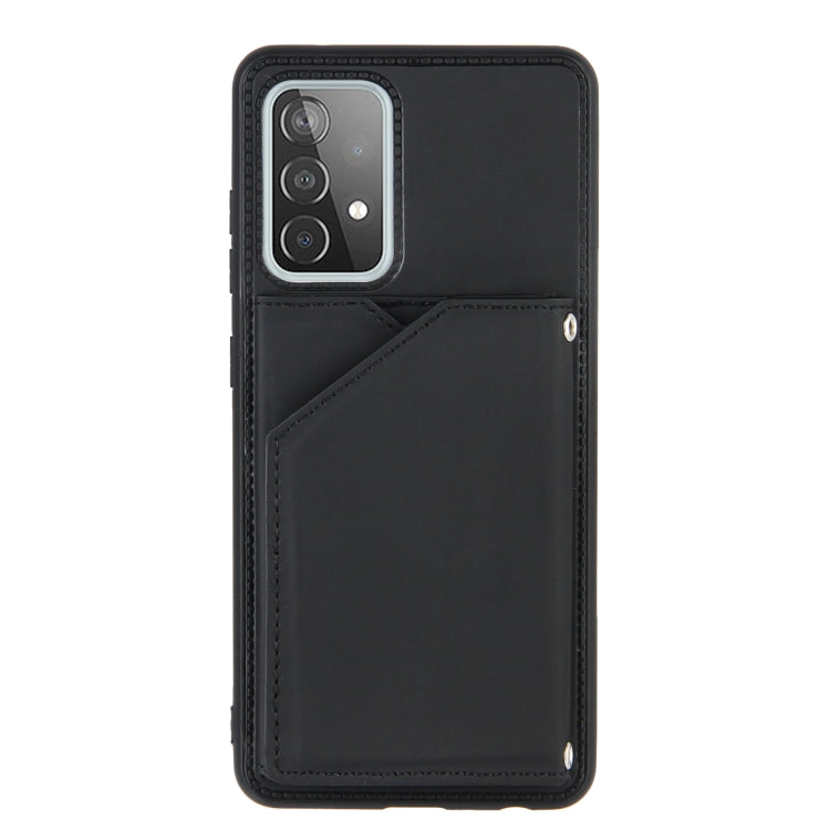 For Samsung Galaxy A52 5G / 4G Skin Feel PU + TPU + PC Back Cover Shockproof Case with Card Slots & Holder & Photo Frame(Black) - Galaxy Phone Cases by buy2fix | Online Shopping UK | buy2fix