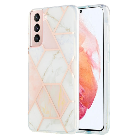 For Samsung Galaxy S21 5G 3D Electroplating Marble Pattern TPU Protective Case(Pink White) - Samsung Accessories by buy2fix | Online Shopping UK | buy2fix