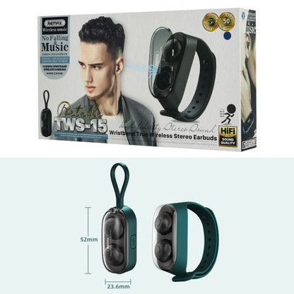 Remax TWS-15 Bluetooth 5.0 Portable Wristband Style True Wireless Stereo Earphone(Black) - TWS Earphone by REMAX | Online Shopping UK | buy2fix