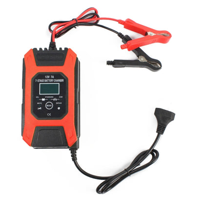 FOXSUR Car / Motorcycle Repair Charger 12V 7A 7-stage + Multi-battery Mode Lead-acid Battery Charger, Plug Type:UK Plug(Red) - In Car by FOXSUR | Online Shopping UK | buy2fix