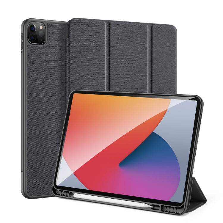 For iPad Pro 12.9 2022 / 2021 / 2020 DUX DUCIS Domo Series Horizontal Flip Magnetic TPU + PU Leather Tablet Case with Three-folding Holder & Pen Slot & Sleep / Wake-up Function(Black) - iPad Pro 12.9 (2022/2021) Cases by DUX DUCIS | Online Shopping UK | buy2fix