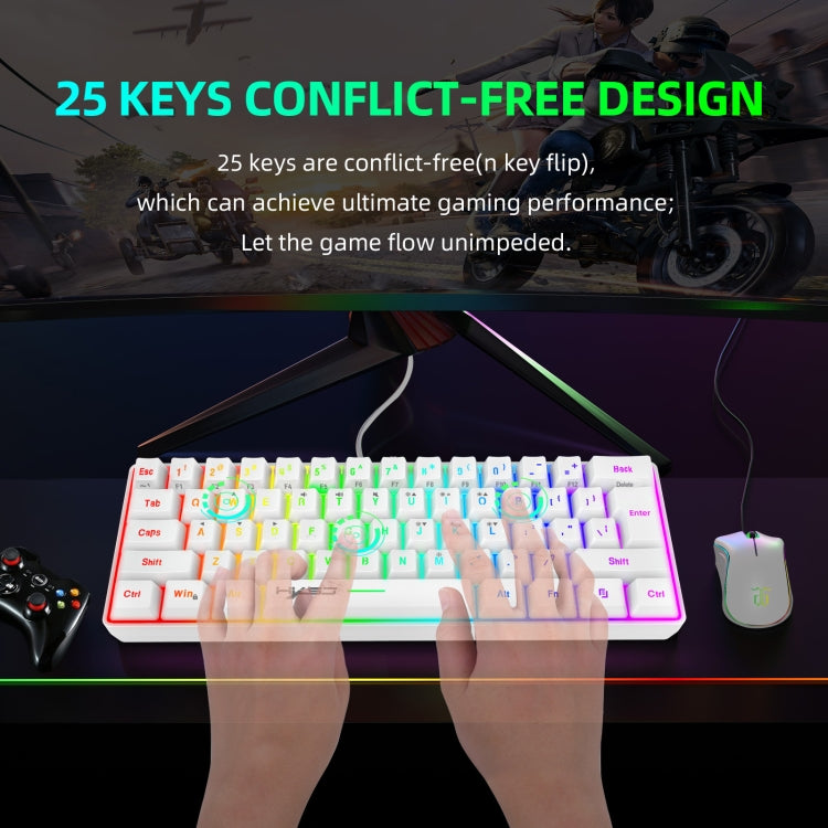HXSJ V700 61 Keys RGB Lighting Gaming Wired Keyboard (White) -  by HXSJ | Online Shopping UK | buy2fix