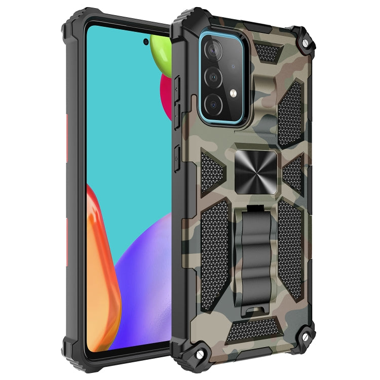 For Samsung Galaxy A52 4G / 5G Camouflage Armor Shockproof TPU + PC Magnetic Protective Case with Holder(Army Green) - Galaxy Phone Cases by buy2fix | Online Shopping UK | buy2fix