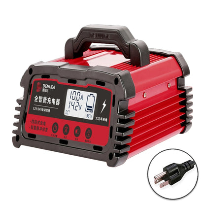 DEMUDA DC100 10A 12V / 24V Car Battery Charger Intelligent Pulse Repair Type Lead-acid Battery, Plug Type:US Plug(Red) - In Car by buy2fix | Online Shopping UK | buy2fix