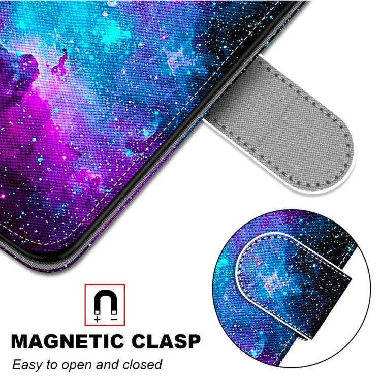 For Samsung Galaxy A32 4G / A32 Lite Coloured Drawing Cross Texture Horizontal Flip PU Leather Case with Holder & Card Slots & Wallet & Lanyard(Purple Green Starry Sky) - Samsung Accessories by buy2fix | Online Shopping UK | buy2fix