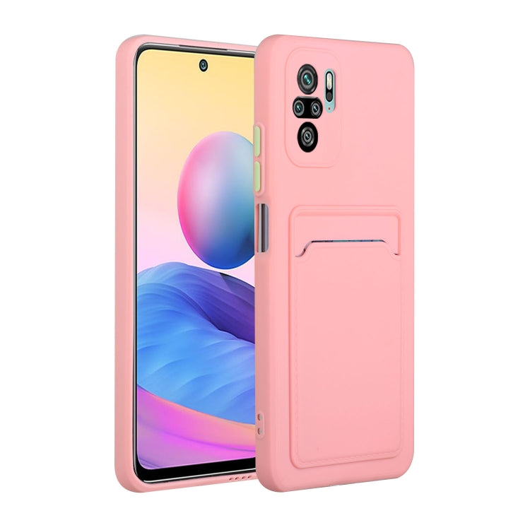 For Xiaomi Redmi Note 10 5G Card Slot Design Shockproof TPU Protective Case(Pink) - Xiaomi Accessories by buy2fix | Online Shopping UK | buy2fix