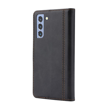 For Samsung Galaxy S21 FE Calf Texture Double Fold Clasp Horizontal Flip Leather Case with Photo Frame & Holder & Card Slots & Wallet(Black) - Samsung Accessories by buy2fix | Online Shopping UK | buy2fix