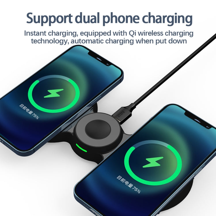 H20 15W QI Standard 3 in 1 Planar Figure-8-shaped Magnetic Wireless Charger for Phones & Apple Watch & AirPods(Black) - Apple Accessories by buy2fix | Online Shopping UK | buy2fix