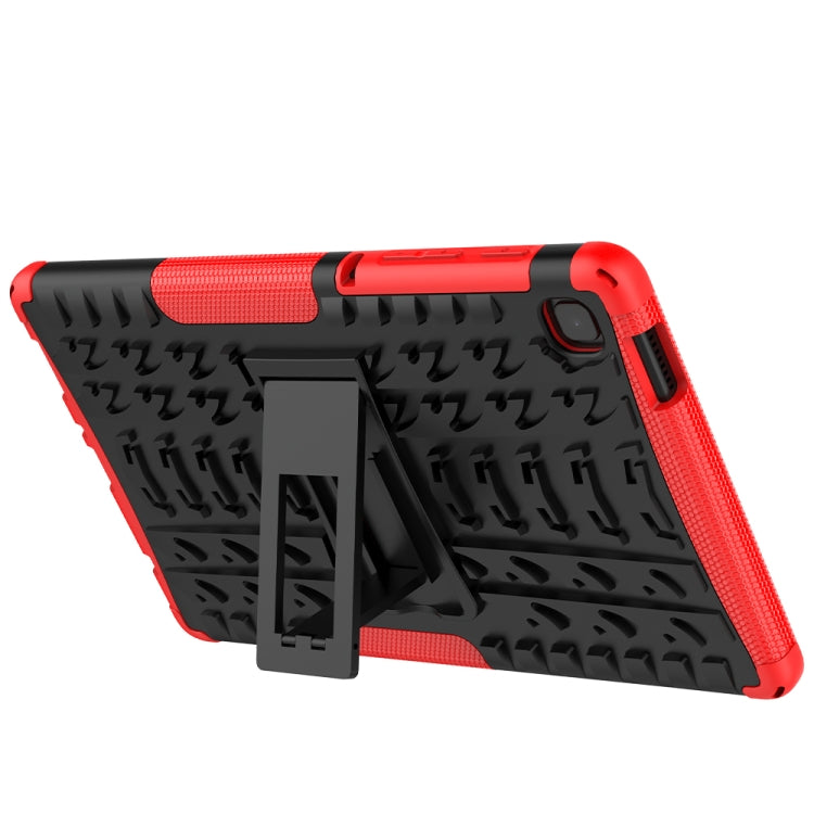 For Samsung Galaxy Tab A7 Lite Tire Texture Shockproof TPU+PC Protective Case with Holder(Red) - Samsung Accessories by buy2fix | Online Shopping UK | buy2fix