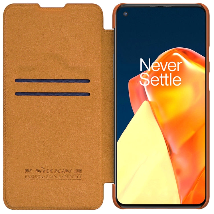 For OnePlus 9R NILLKIN QIN Series Crazy Horse Texture Horizontal Flip Leather Case with Card Slot(Brown) - OnePlus Cases by NILLKIN | Online Shopping UK | buy2fix