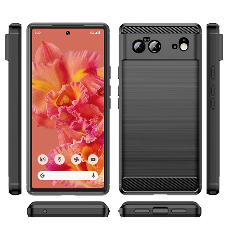 For Google Pixel 6 Brushed Texture Carbon Fiber TPU Case(Black) - Google Cases by buy2fix | Online Shopping UK | buy2fix