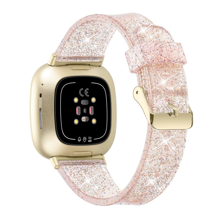 For Fitbit Versa 3 Glitter Powder Silicone Watch Band(Rose Gold) - Watch Bands by buy2fix | Online Shopping UK | buy2fix