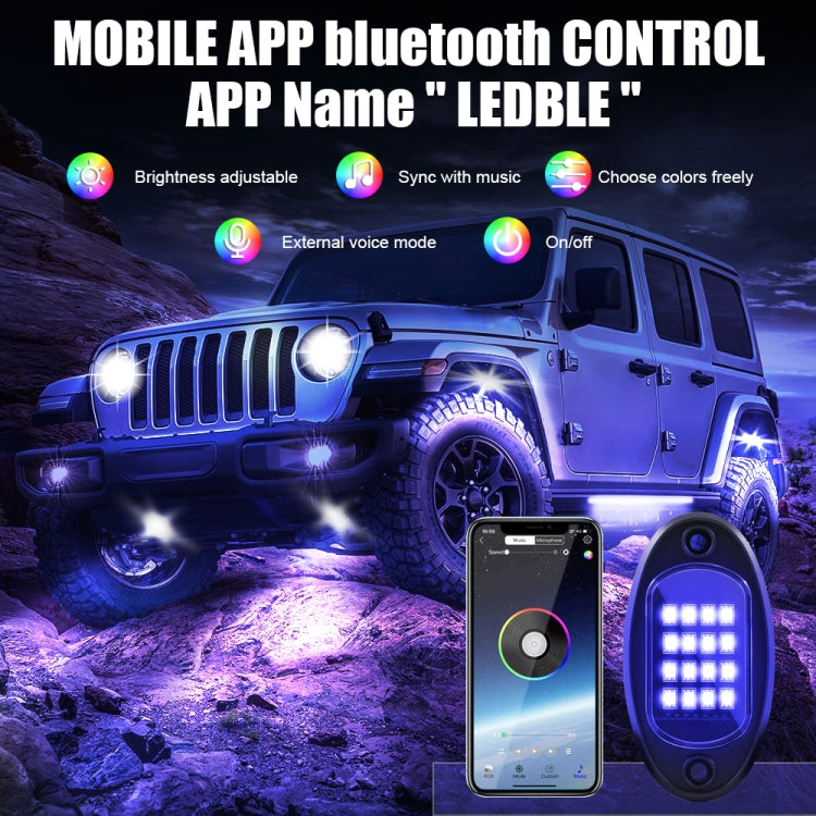 4 in 1 DC12V Car Mobile Phone Bluetooth APP Control  RGB Symphony Chassis Light with 16LEDs SMD-5050 Lamp Beads - In Car by buy2fix | Online Shopping UK | buy2fix