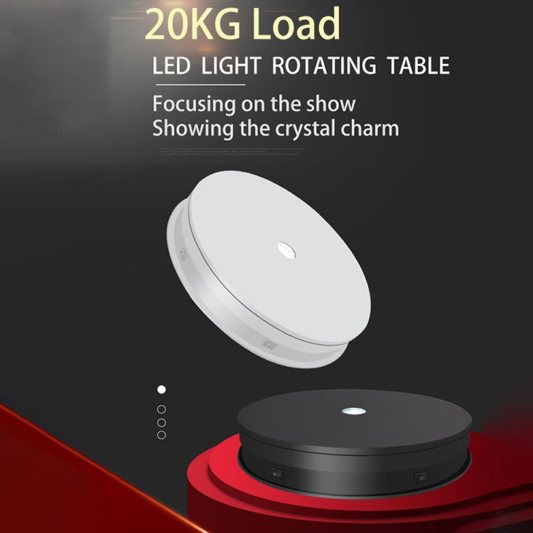 20cm Electric Rotating Turntable Display Stand LED Light Video Shooting Props Turntable, Power Plug:220V EU Plug(White) - Camera Accessories by buy2fix | Online Shopping UK | buy2fix