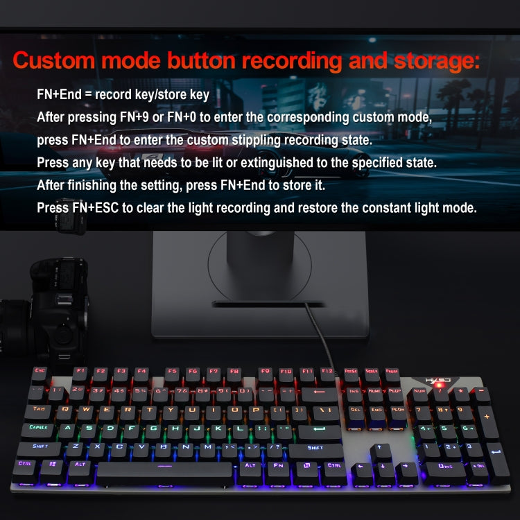 HXSJ L300 104 Keys USB Port LED Lighting Wired Mechanical Keyboard(Black) - Wired Keyboard by HXSJ | Online Shopping UK | buy2fix