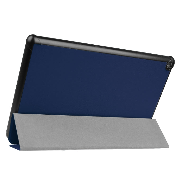 For Amazon Kindle Fire HD 10 2017 / 2019Custer Texture Horizontal Flip Leather Case with Three-folding Holder & Sleep / Wake-up Function(Dark Blue) - Amazon by buy2fix | Online Shopping UK | buy2fix