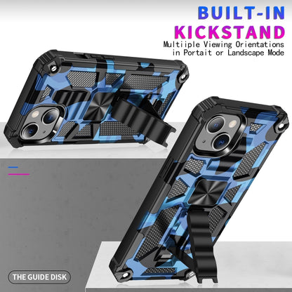 For iPhone 13 mini Camouflage Armor Kickstand TPU + PC Magnetic Phone Case (Blue) - iPhone 13 mini Cases by buy2fix | Online Shopping UK | buy2fix