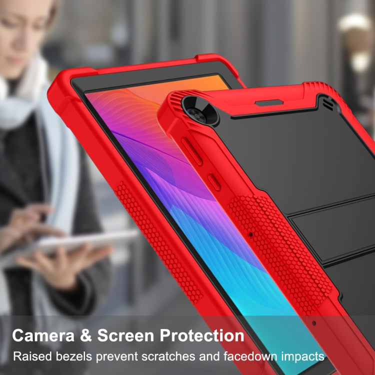 For Huawei MatePad T 10s Silicone + PC Shockproof Protective Case with Holder(Red + Black) - Huawei by buy2fix | Online Shopping UK | buy2fix
