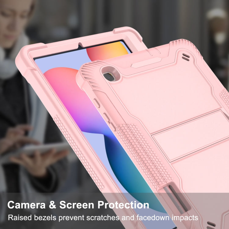 For Samsung Galaxy Tab S6 Lite Silicone + PC Shockproof Protective Case with Holder(Rose Gold) - Tab S6 Lite P610 / P615 by buy2fix | Online Shopping UK | buy2fix