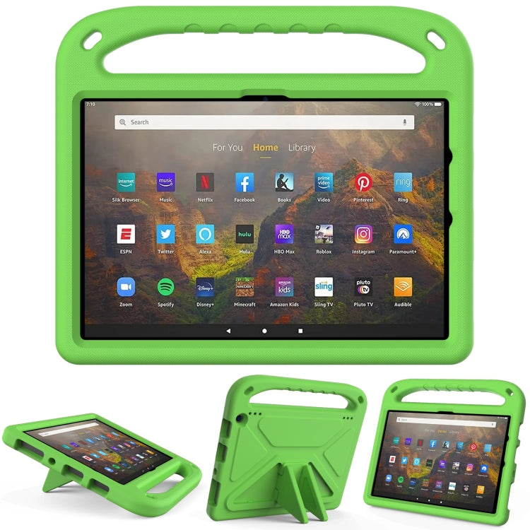 For Amazon Fire HD 10 2021 Handle Portable EVA Shockproof Anti Falling Protective Case with Triangle Holder(Green) - Amazon by buy2fix | Online Shopping UK | buy2fix