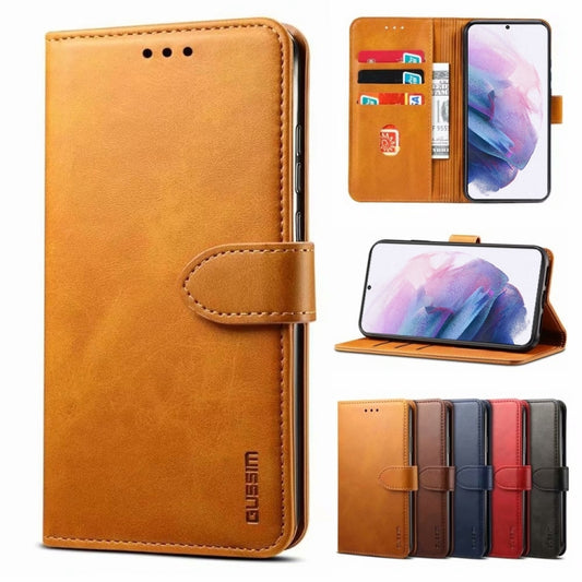 For Samsung Galaxy S21+ 5G GUSSIM Business Style Horizontal Flip Leather Case with Holder & Card Slots & Wallet(Khaki) - Galaxy S21+ 5G Cases by GUSSIM | Online Shopping UK | buy2fix