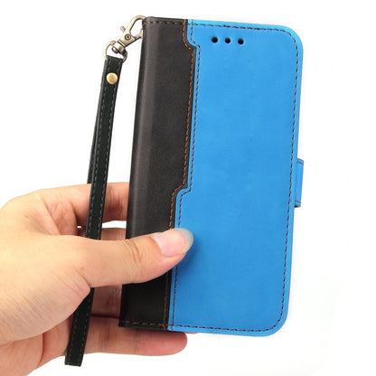 For iPhone 13 Pro Max Business Stitching-Color Horizontal Flip PU Leather Case with Holder & Card Slots & Photo Frame  (Blue) - iPhone 13 Pro Max Cases by buy2fix | Online Shopping UK | buy2fix