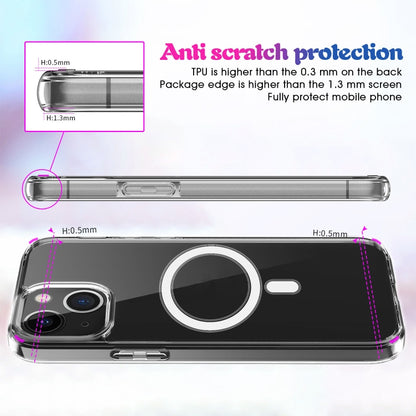 For iPhone 13 Magsafe Case Simple Magnetic Ring All-inclusive Clear Crystal Acrylic PC +TPU Shockproof Case(Transparent) - iPhone 13 Cases by buy2fix | Online Shopping UK | buy2fix