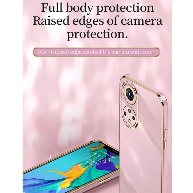 For Honor 50 XINLI Straight Edge 6D Electroplate TPU Phone Case with Ring Holder(Pink) - Honor Cases by XINLI | Online Shopping UK | buy2fix