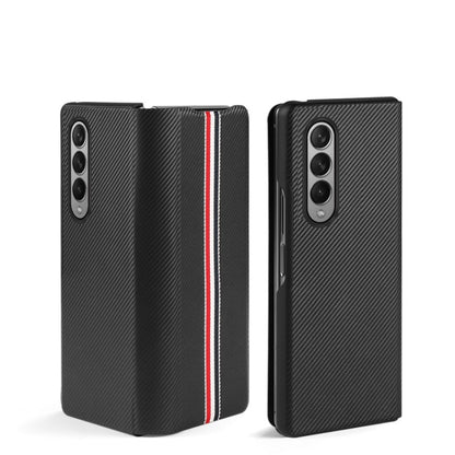 For Samsung Galaxy Z Fold3 5G Carbon Fiber Texture Folding All Inclusive PU Shockproof Splicing Leather Case(Black) - Galaxy Phone Cases by buy2fix | Online Shopping UK | buy2fix