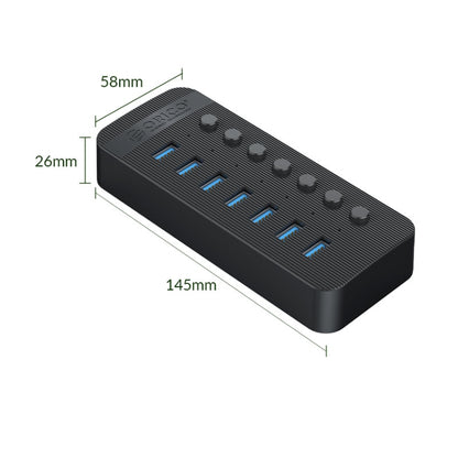 ORICO CT2U3-7AB-BK 7 In 1 Plastic Stripes Multi-Port USB HUB with Individual Switches, US Plug(Black) - USB 3.0 HUB by ORICO | Online Shopping UK | buy2fix