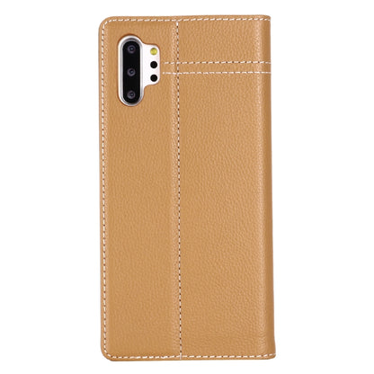 For Galaxy Note 10  GEBEI Top-grain Leather Horizontal Flip Protective Case with Holder & Card Slots(Khaki) - Galaxy Phone Cases by GEBEI | Online Shopping UK | buy2fix