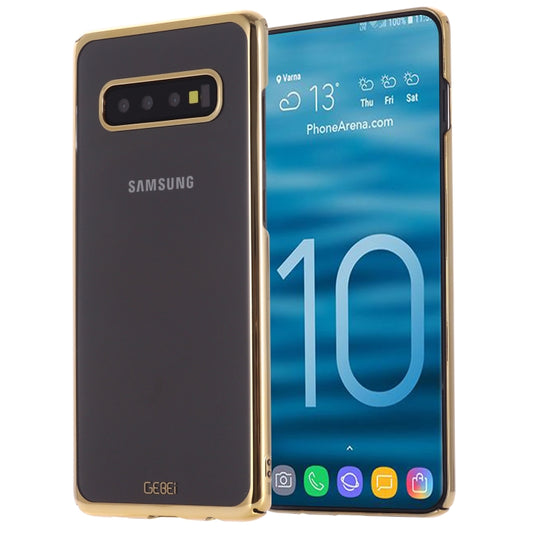 For Galaxy S10+ GEBEI Shockproof  Plating PC Protective Case(Gold) - Galaxy Phone Cases by GEBEI | Online Shopping UK | buy2fix
