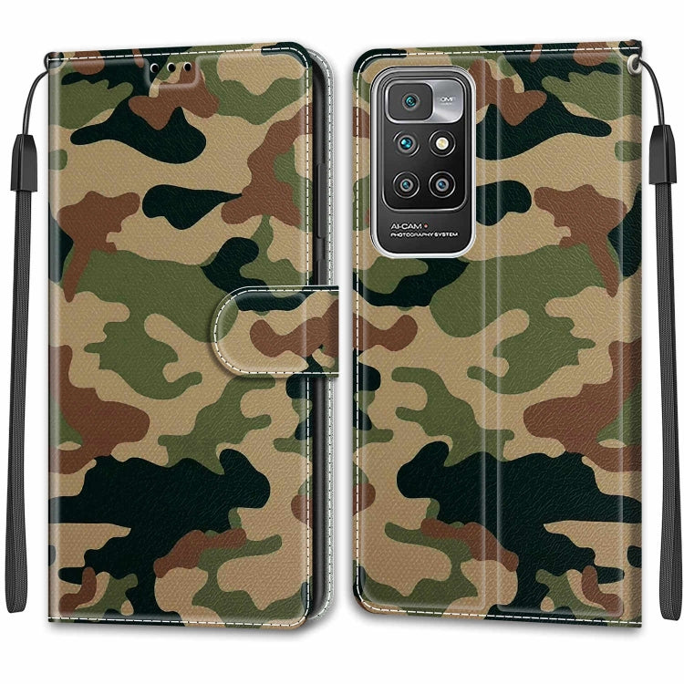 Voltage Coloured Drawing Magnetic Clasp Horizontal Flip PU Leather Case with Holder & Card Slots For Xiaomi Redmi 10(C12 Green Yellow Camouflage) - Xiaomi Cases by GKK | Online Shopping UK | buy2fix