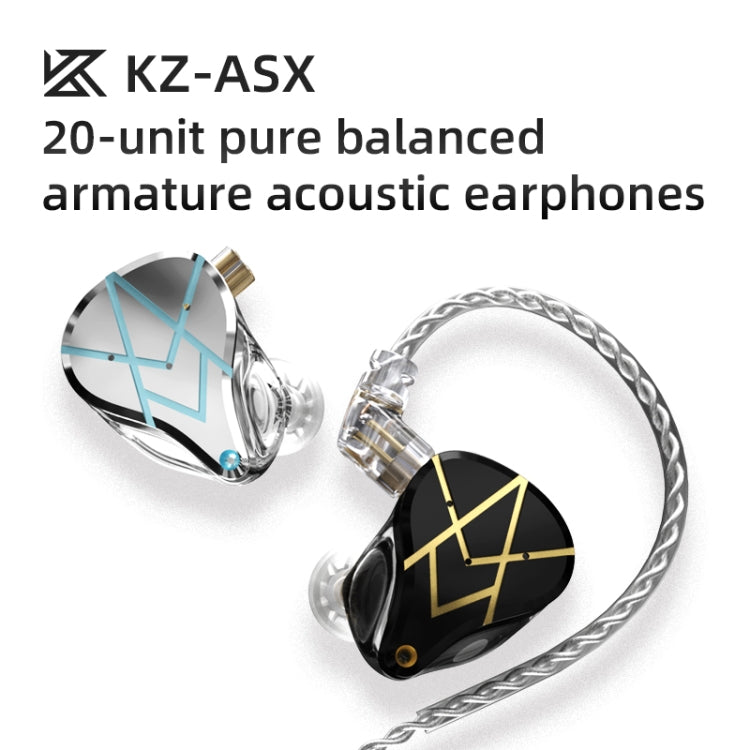 KZ ASX 20-unit Balance Armature Monitor HiFi In-Ear Wired Earphone No Mic(Silver) - In Ear Wired Earphone by KZ | Online Shopping UK | buy2fix