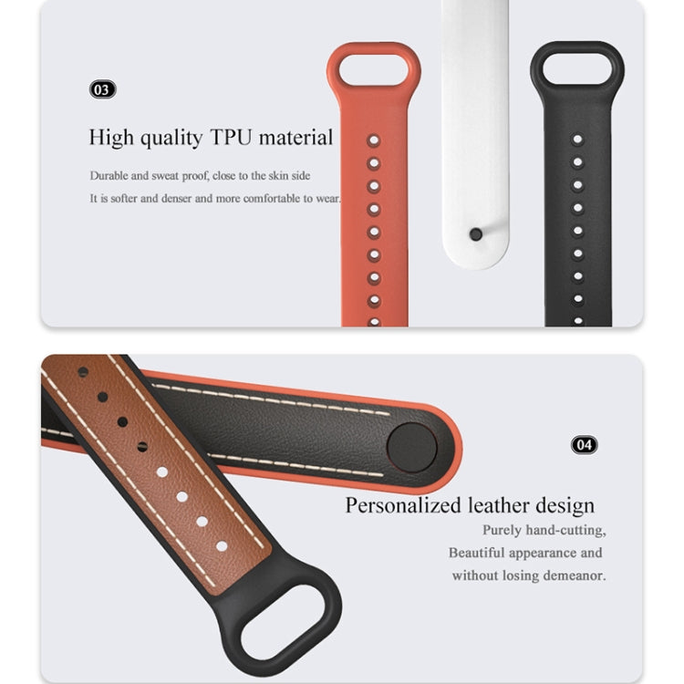 For Xiaomi Mi Band 5/6/7 MIJOBS TPU + Leather Watch Band(Blue+White) - Watch Bands by MIJOBS | Online Shopping UK | buy2fix