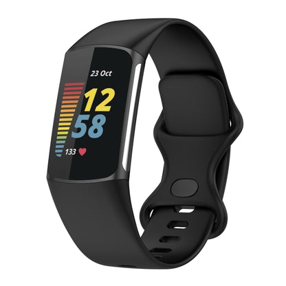 For Fitbit Charge 5 Silicone Watch Band, Size:S (Black) - Smart Wear by buy2fix | Online Shopping UK | buy2fix