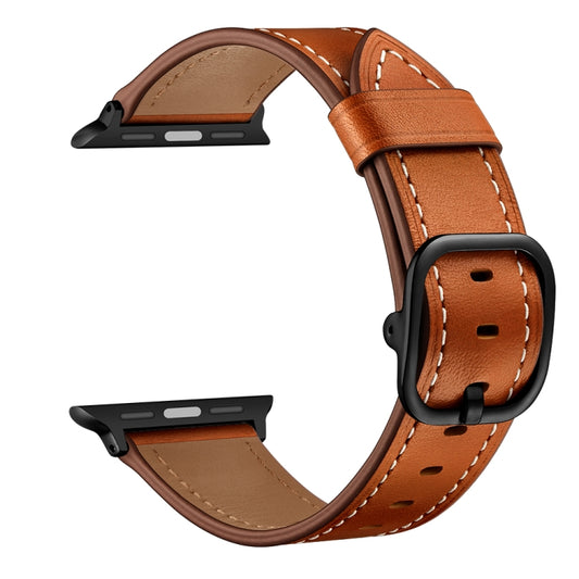 Leather Watch Band For Apple Watch Ultra 49mm&Watch Ultra 2 49mm / Series 9&8&7 45mm / SE 3&SE 2&6&SE&5&4 44mm / 3&2&1 42mm(Brown) - Watch Bands by buy2fix | Online Shopping UK | buy2fix