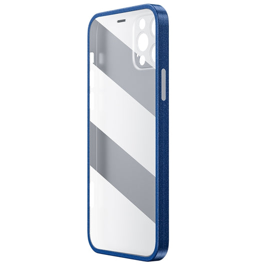 For iPhone 12 Pro WK WPC-011 Shockproof PC Phone Case with Tempered Glass Film(Blue) - iPhone 12 / 12 Pro Cases by WK | Online Shopping UK | buy2fix