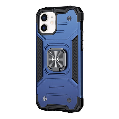 For iPhone 12 mini WK WTP-012 Shockproof PC + TPU + Metal Phone Case with Ring Holder (Blue) - iPhone 12 mini Cases by WK | Online Shopping UK | buy2fix