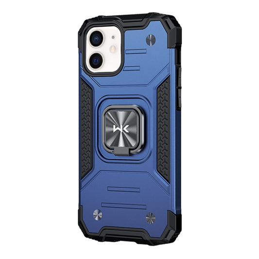 For iPhone 12 WK WTP-012 Shockproof PC + TPU + Metal Phone Case with Ring Holder(Blue) - iPhone 12 / 12 Pro Cases by WK | Online Shopping UK | buy2fix