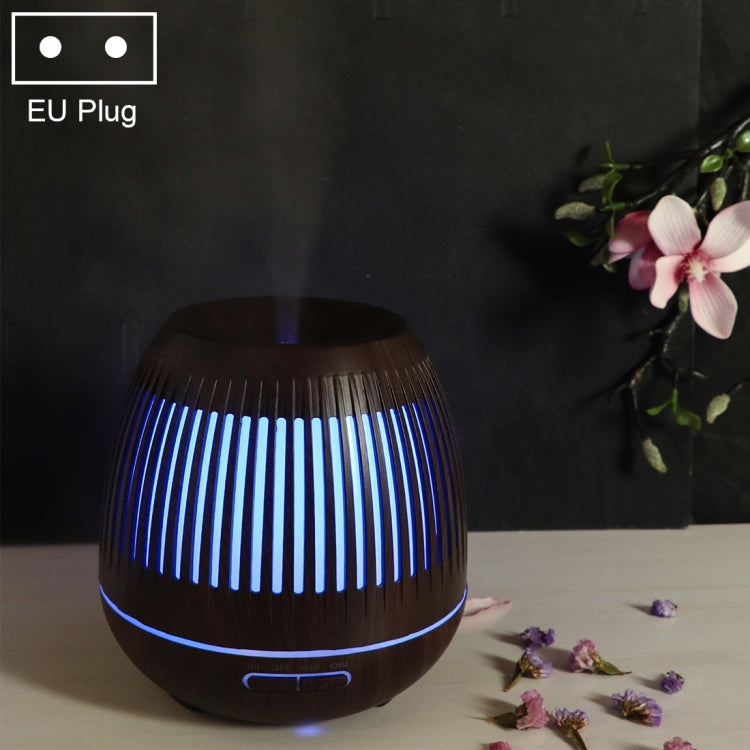 400ml Hollow-out LED Humidifier Wood Grain Air Purifier Aromatherapy Machine Automatic Alcohol Sprayer with Colorful LED Light, Plug Specification:EU Plug(Dark Brown) - Home & Garden by buy2fix | Online Shopping UK | buy2fix