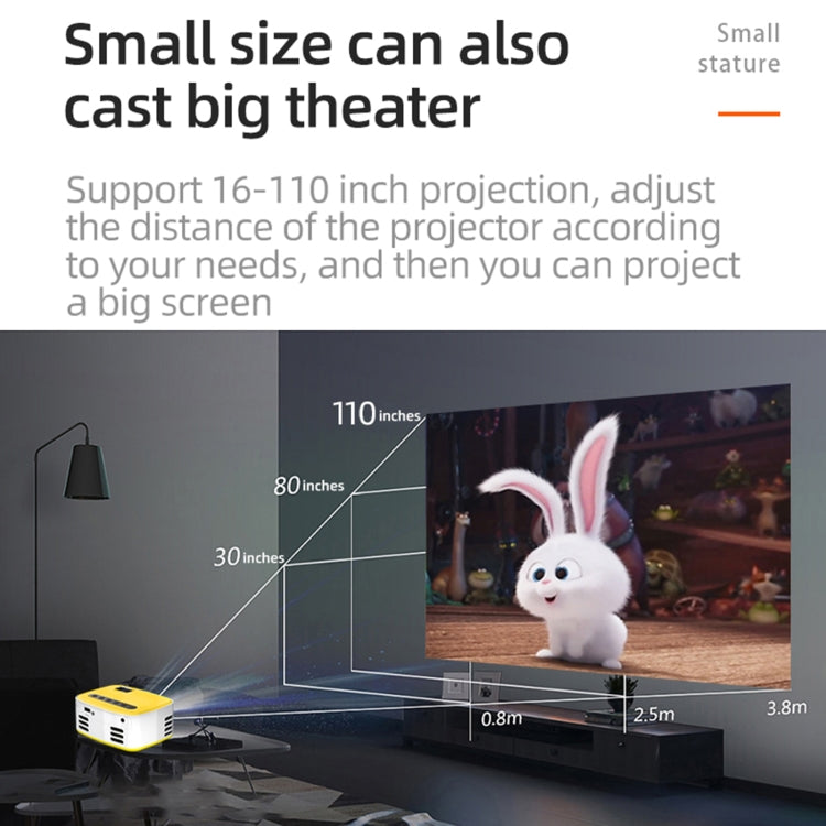T20 320x240 400 Lumens Portable Home Theater LED HD Digital Projector, Same Screen Version, UK Plug(White Yellow) - Consumer Electronics by buy2fix | Online Shopping UK | buy2fix