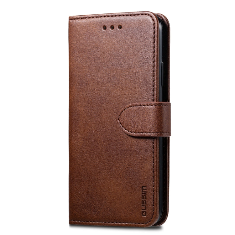 For iPhone X / XS GUSSIM Magnetic Horizontal Flip Leather Case with Holder & Card Slots & & Wallet(Brown) - More iPhone Cases by GUSSIM | Online Shopping UK | buy2fix