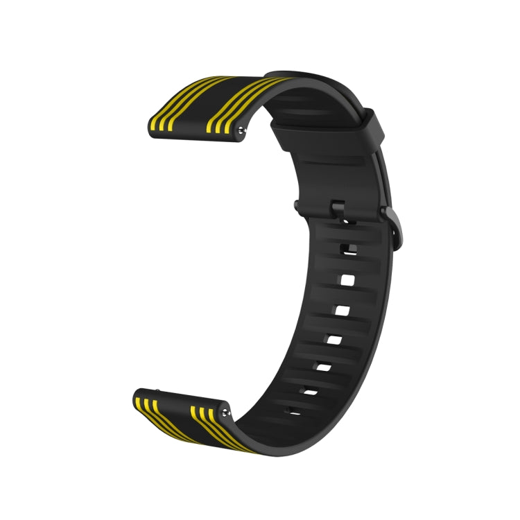 22mm Stripe Silicone Watch Band(Black Yellow) - Watch Bands by buy2fix | Online Shopping UK | buy2fix