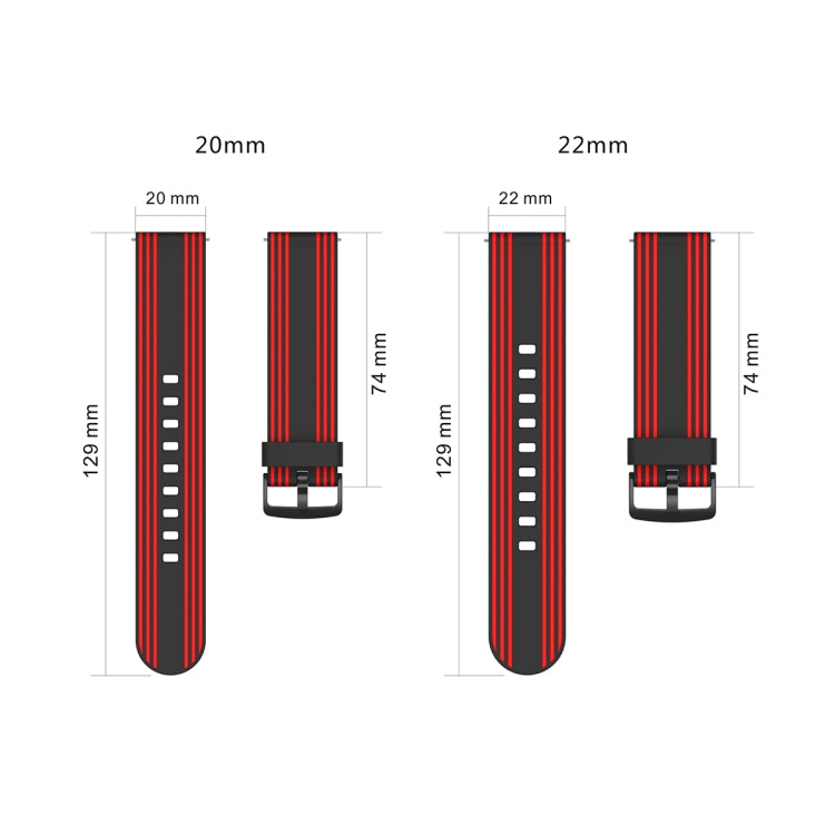 22mm Stripe Silicone Watch Band(White) - Watch Bands by buy2fix | Online Shopping UK | buy2fix