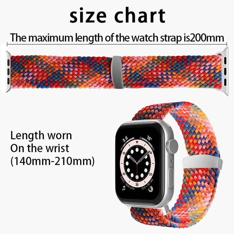 Nylon Braid Watch Band For Apple Watch Ultra 49mm&Watch Ultra 2 49mm / Series 9&8&7 45mm / SE 3&SE 2&6&SE&5&4 44mm / 3&2&1 42mm(Rainbow) - Watch Bands by buy2fix | Online Shopping UK | buy2fix